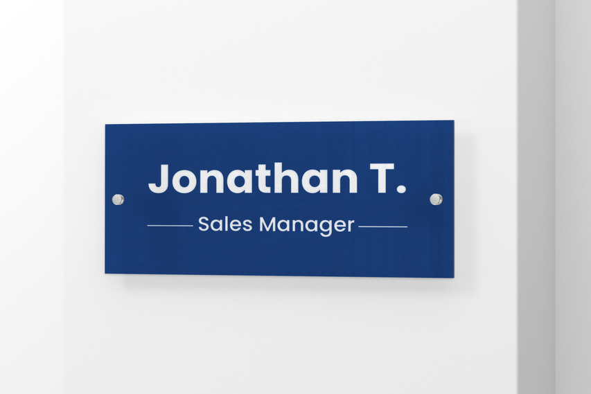 Wall Mounted Blue Acrylic Nameplate