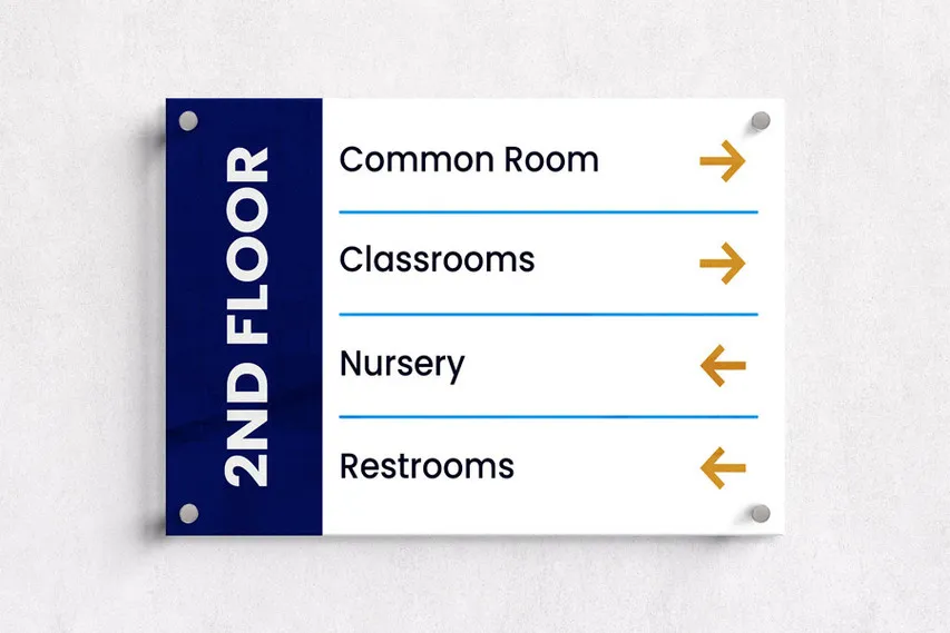 Wall Mounted Directional Acrylic Sign