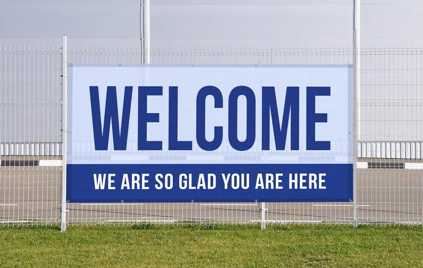 Welcome mesh outdoor banner
