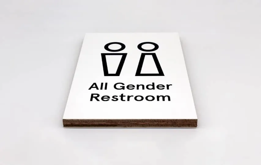 Wooden restroom sign