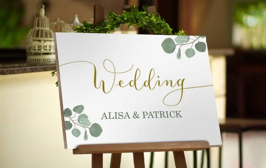 Wooden wedding sign