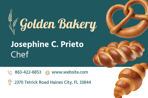 Eyecatching Golden Bakery Business Card Template