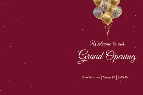 Festive Burgundy Grand Opening Postcard Template