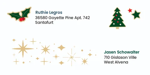 Christmas Tree Icons and Decorative Stars Envelope Template