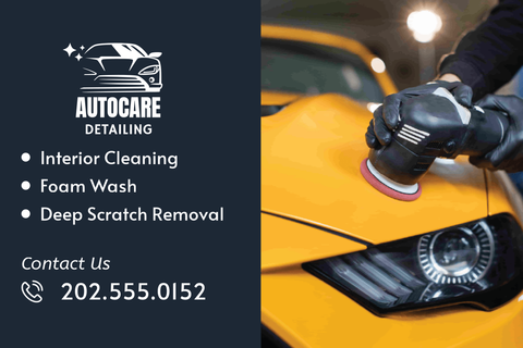 Black and White Car Detailing Business Card Template