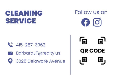 Blue and White Cleaning Service Business Card Template