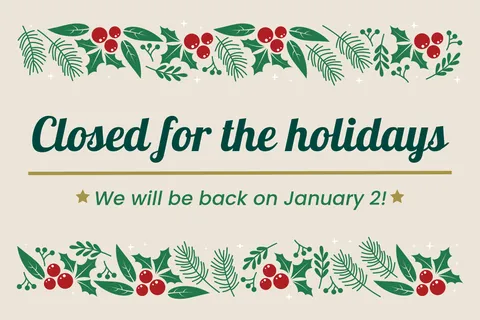 Green and Red Closed For The Holidays Sign Template