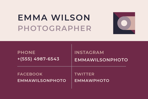 Creative Purple Photography Business Card Template