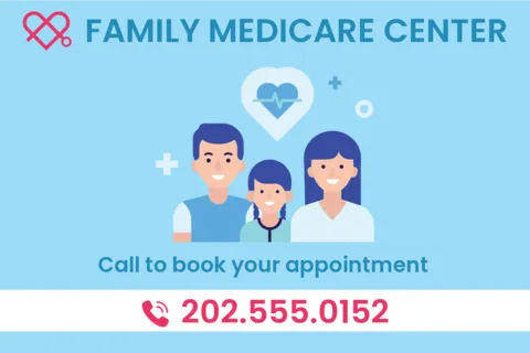 Red and Blue Family Medicare Center Sign Template