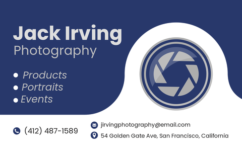 Blue and White Photography Business Card Template