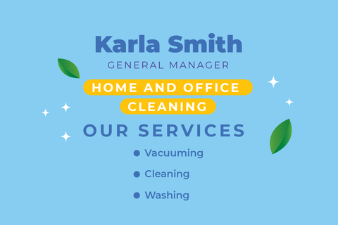 Blue and Yellow Cleaning Services Business Card Template