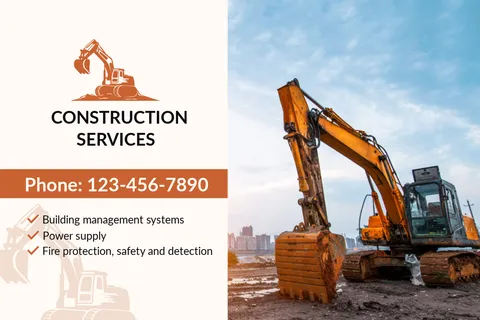 Orange Construction Business Card Template