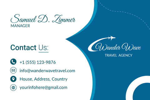 Blue and White Wander Wave Business Card Template