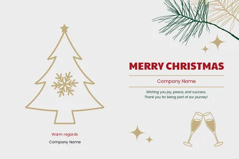 Golden Christmas Tree Postcard Template