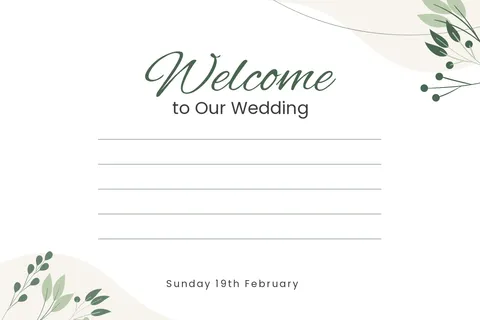 Greenery Wedding Welcome Postcard Template