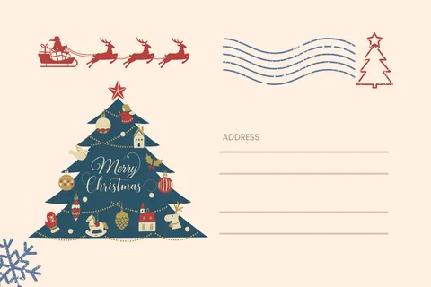 Dark Green Christmas Tree Postcard Template