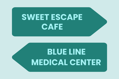 Green and Blue Wayfinding Sign Template