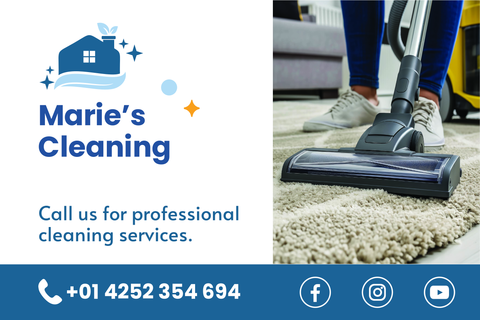 Blue and White Cleaning Business Card Template