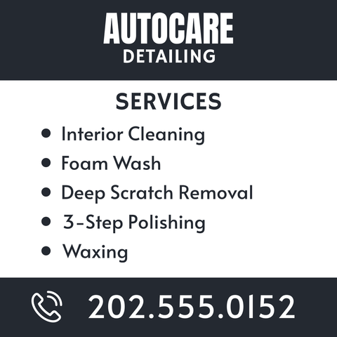 Black and White Detailing Business Card Template