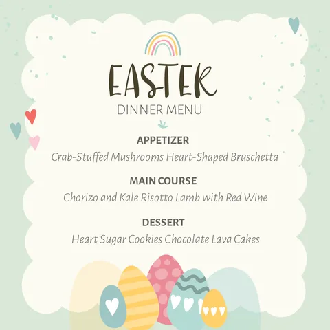 Green Easter Dinner Menu Sign Template