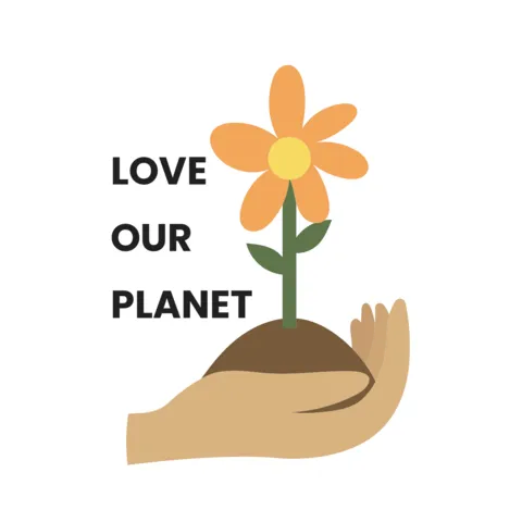 Love Our Planet Hand Holding Flower Template