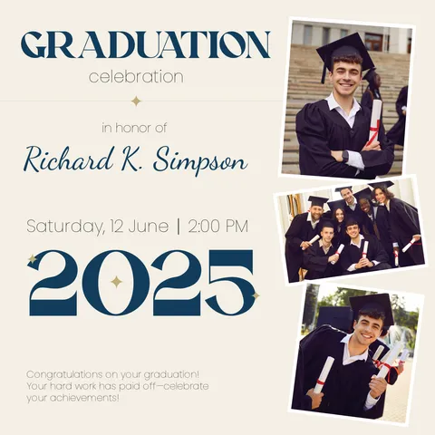 Beige and Blue Graduation Invitation Sign Template