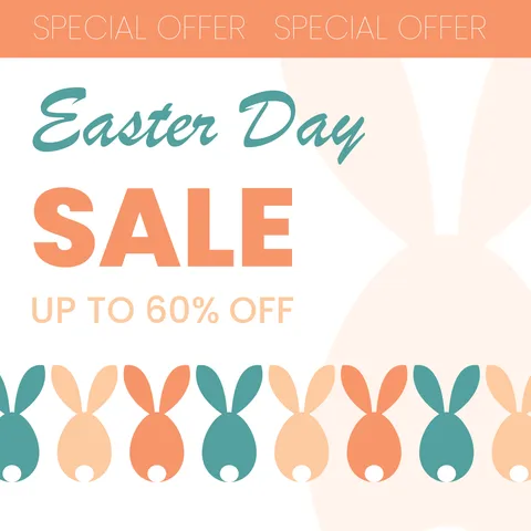 Orange and White Easter Sale Sign Template