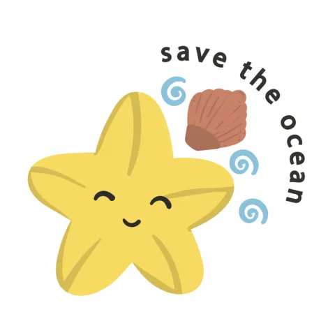 Save the Ocean Yellow Smiling Star Template
