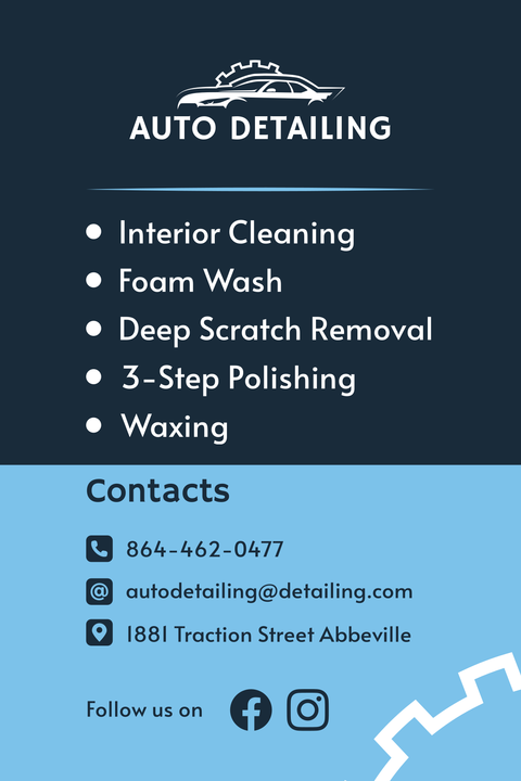 Black and Blue Auto Detailing Business Card Template