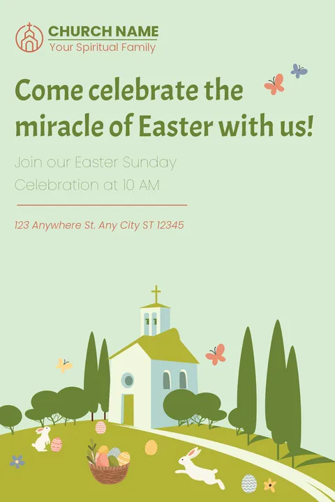 Green Easter Celebration Invitation Sign Template