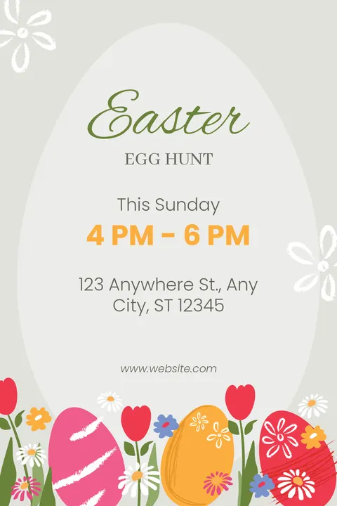 Gray and White Easter Egg Hunt Invitation Template