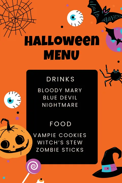 Special Halloween Menu Sign Template