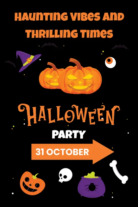 Black and Orange Halloween Party Invitation Sign Template
