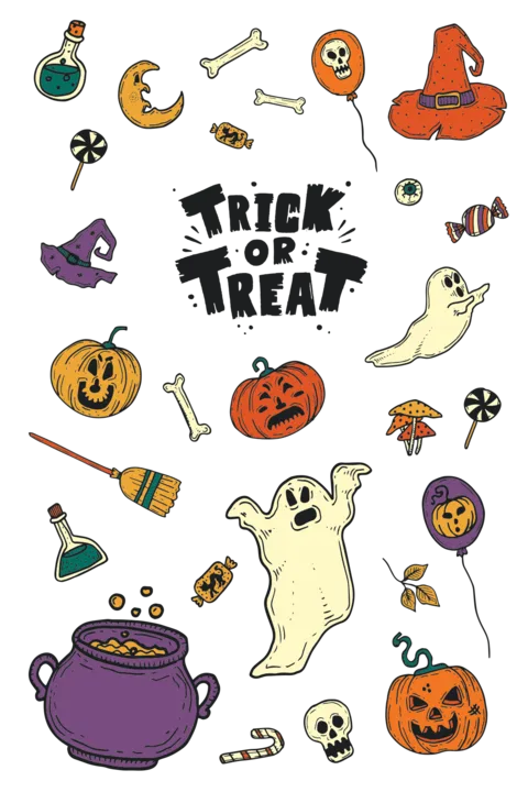 Trick or Treat With Spooky Elements Halloween Sign Template