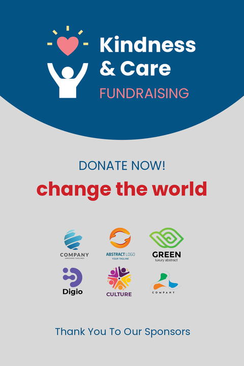 Colorful Kindness and Care Fundraising Sign Template