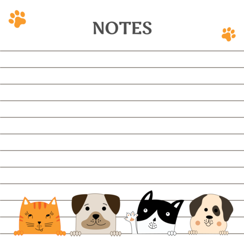 Cute Pet-Themed Post-It Notes Template