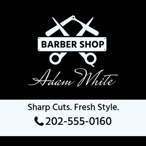 White and Black Barber Shop Business Card Template