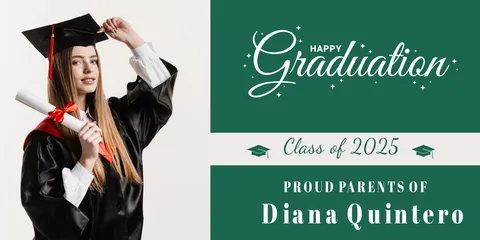 Green and White Graduation Sign Template
