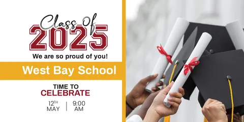 White, Red and Yellow Graduation Sign Template