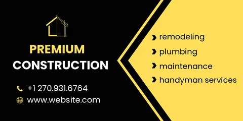 Black and Yellow Triangular Construction Sign Template