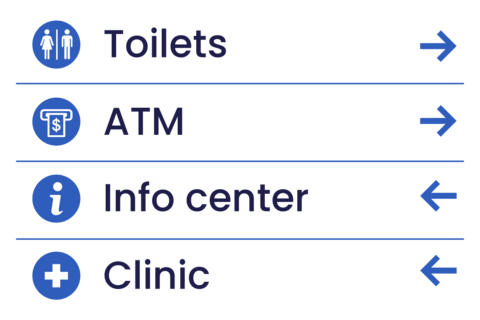 Black and Blue Icons and Arrows Wayfinding Sign Template