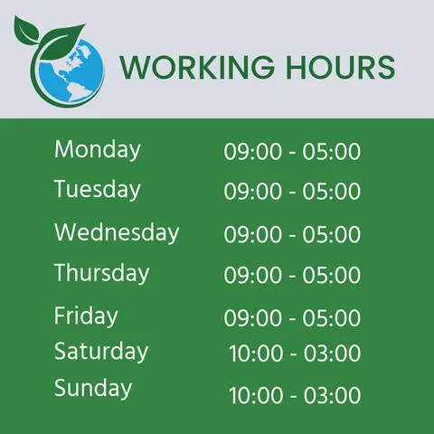 Green Working Hours Sign Template