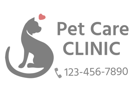 Pet Care Clinic Logo With Cat Silhouette Sign Template