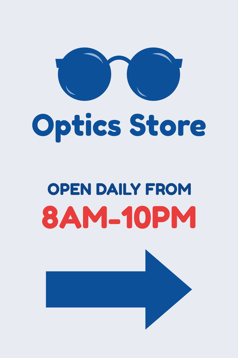 Optics Store Blue Glasses Sign Template