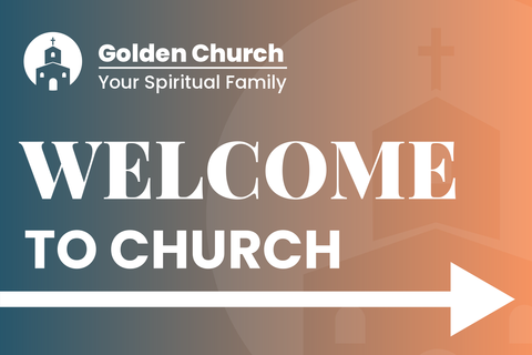 Welcome to Church Blue and Orange Sign Template