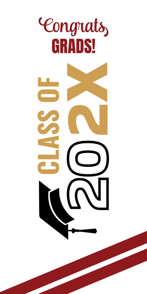 Red, White and Gold Congrats Graduation Sign Template