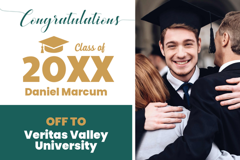Green, White and Gold Graduation Sign Template