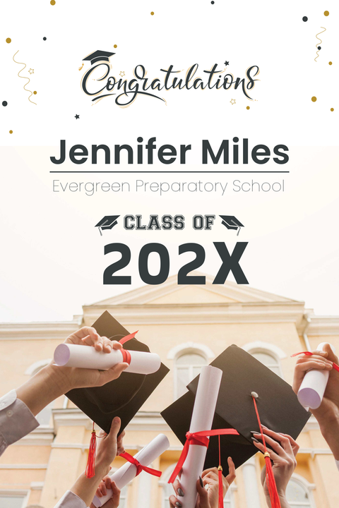 Photographic Cap Throwing Ceremony Graduation Sign Template