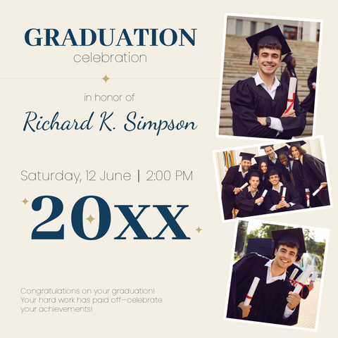 Beige and Blue Graduation Invitation Sign Template
