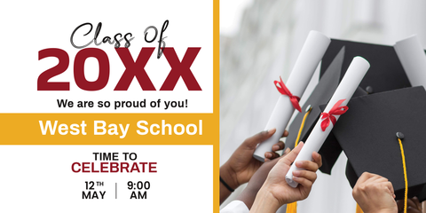 White, Red and Yellow Graduation Sign Template